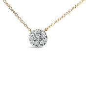 Bids.com 14K Yellow Gold Plated Sterling Silver 3/8 Cttw Diamond Cluster Pendant Necklace Necklaces