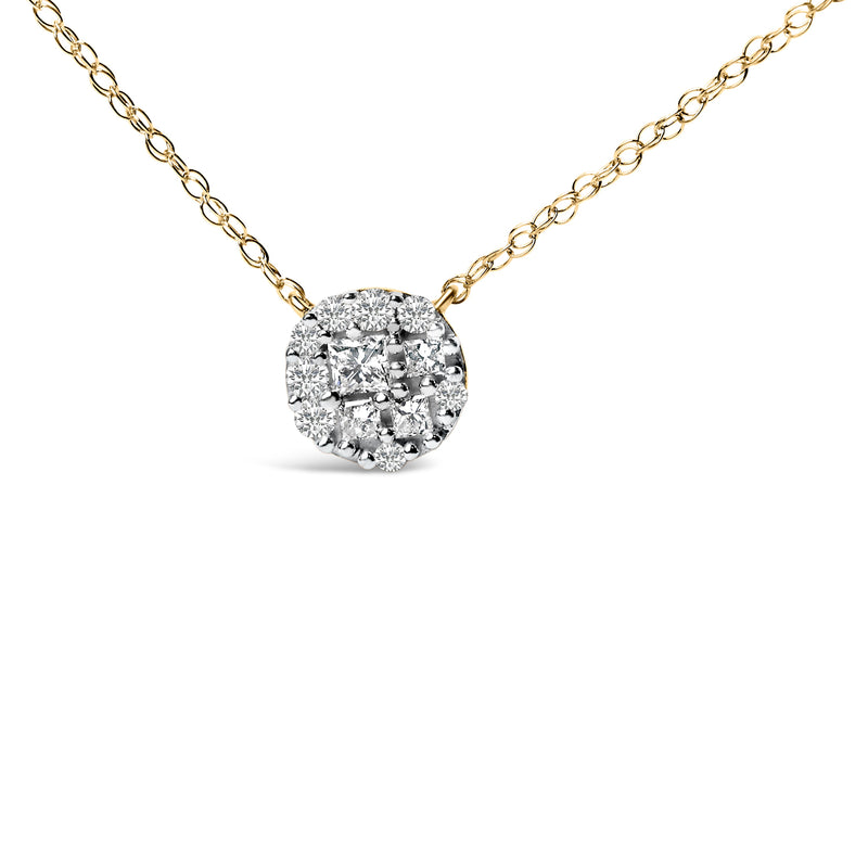 Bids.com 14K Yellow Gold Plated Sterling Silver 3/8 Cttw Diamond Cluster Pendant Necklace Necklaces
