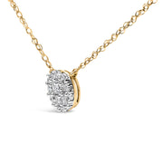 Bids.com 14K Yellow Gold Plated Sterling Silver 3/8 Cttw Diamond Cluster Pendant Necklace Necklaces