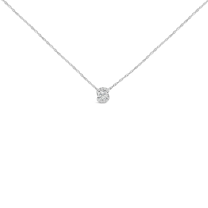 Bids.com .925 Sterling Silver 1.0 Cttw Lab Grown Round-Cut Diamond Pendant Necklace 18" Necklaces