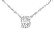 Bids.com .925 Sterling Silver 1.0 Cttw Lab Grown Round-Cut Diamond Pendant Necklace 18" Necklaces