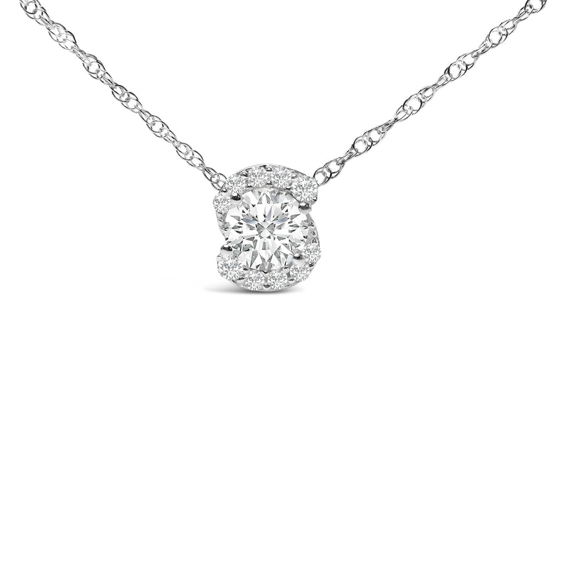 Bids.com .925 Sterling Silver 1.0 Cttw Lab Grown Round-Cut Diamond Pendant Necklace 18" Necklaces