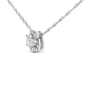 Bids.com .925 Sterling Silver 1.0 Cttw Lab Grown Round-Cut Diamond Pendant Necklace 18" Necklaces