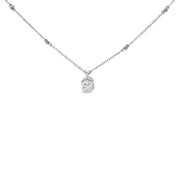 Bids.com Sterling Silver 1.00 Cttw Lab Grown Diamond Oval Halo Pendant Bezel Station Necklace Necklaces