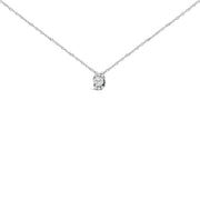 Bids.com Sterling Silver 1/2 Cttw Lab Grown Diamond Oval Halo Pendant Necklace Necklaces