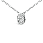 Bids.com Sterling Silver 1/2 Cttw Lab Grown Diamond Oval Halo Pendant Necklace Necklaces