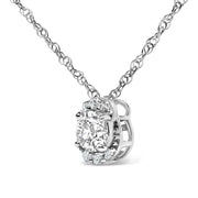 Bids.com Sterling Silver 1/2 Cttw Lab Grown Diamond Oval Halo Pendant Necklace Necklaces