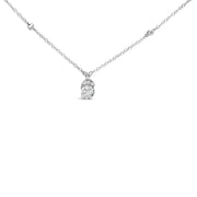 Bids.com Sterling Silver 5/8 Cttw Lab Grown Diamond Oval Halo Pendant Necklace Necklaces