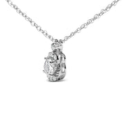 Bids.com Sterling Silver 5/8 Cttw Lab Grown Diamond Oval Halo Pendant Necklace Necklaces