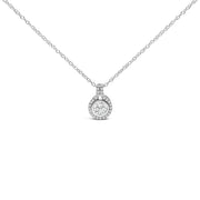 Bids.com Sterling Silver 3/4 Cttw Lab Grown Diamond Halo Pendant Necklace Necklaces