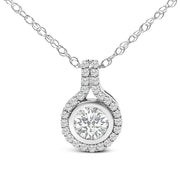 Bids.com Sterling Silver 3/4 Cttw Lab Grown Diamond Halo Pendant Necklace Necklaces