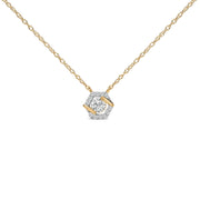 Bids.com 14K Yellow Gold Plated Sterling Silver 3/8 Cttw Lab Grown Diamond Hex Halo Pendant Necklace Necklaces