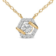 Bids.com 14K Yellow Gold Plated Sterling Silver 3/8 Cttw Lab Grown Diamond Hex Halo Pendant Necklace Necklaces