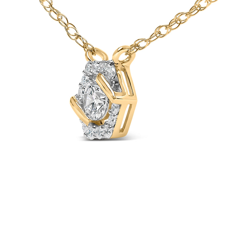 Bids.com 14K Yellow Gold Plated Sterling Silver 3/8 Cttw Lab Grown Diamond Hex Halo Pendant Necklace Necklaces