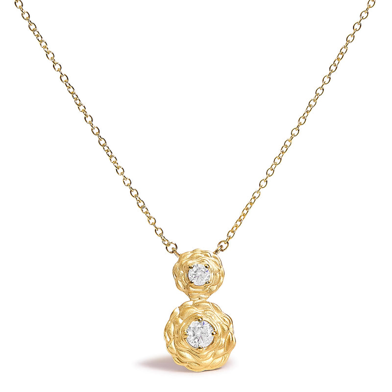 Bids.com 14K Yellow Gold Plated Sterling Silver 1/2 Cttw Lab Grown Diamond Rose Pendant Necklace Necklaces