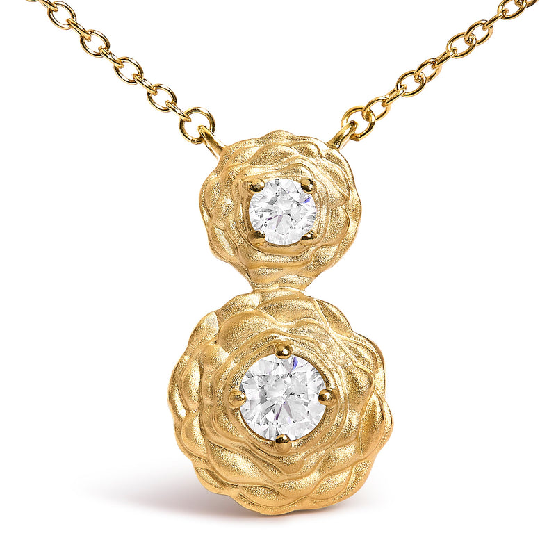 Bids.com 14K Yellow Gold Plated Sterling Silver 1/2 Cttw Lab Grown Diamond Rose Pendant Necklace Necklaces