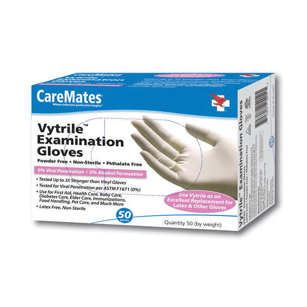 CareMates CareMates Vytrile Exam Gloves, Small, 50 Count – Latex-Free & Powder-Free, 3x Stronger than Vinyl Disposable Gloves