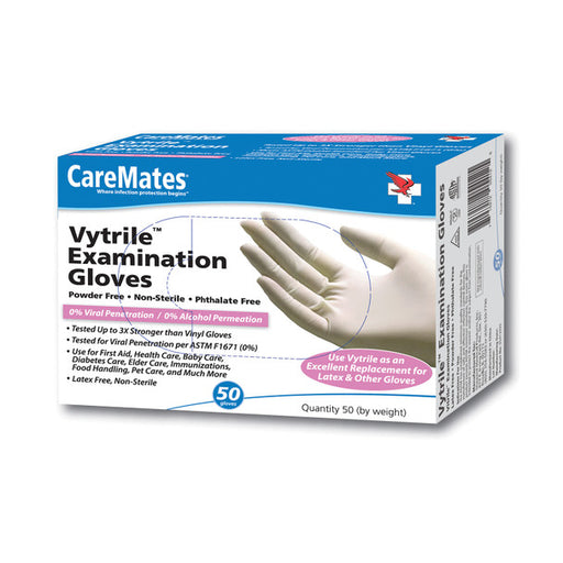 CareMates CareMates Vytrile Exam Gloves, Small, 50 Count – Latex-Free & Powder-Free, 3x Stronger than Vinyl Disposable Gloves White Smoke