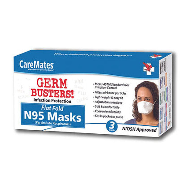 CareMates CareMates 03710420 N-95 NIOSH Masks, 3 Flat Fold - Case Of 25 First Aid Kits