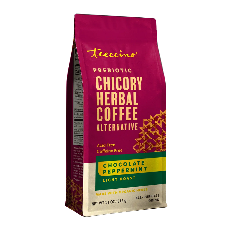 Teeccino Chocolate Peppermint Chicory Herbal Coffee Herbal Coffee Brown 11 ounce ground