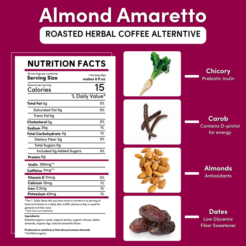 Teeccino Almond Amaretto Chicory Herbal Coffee Herbal Coffee