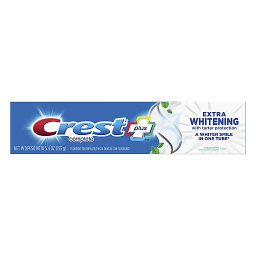 Crest Crest Complete Plus Toothpaste, Fluoride, Clean Mint, Extra Whitening Toothpaste Steel Blue