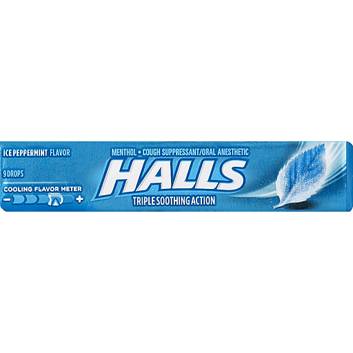 Halls Halls Cough Suppressant/Oral Anesthetic, Menthol, Ice Peppermint Flavor Personal Care Steel Blue