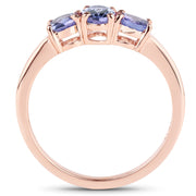 Bids.com 18K Rose Gold Plated 0.90 Carat Genuine Tanzanite .925 Sterling Silver Ring Rings