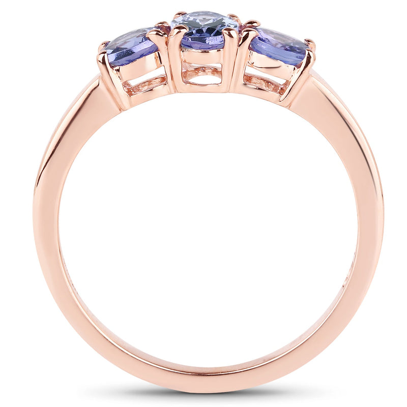 Bids.com 18K Rose Gold Plated 0.90 Carat Genuine Tanzanite .925 Sterling Silver Ring Rings