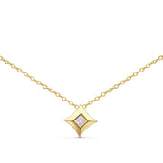 Bids.com 10K Yellow Gold 1/5 Cttw Bezel Set Princess Diamond Kite Shaped Solitaire Pendent Necklace Necklaces