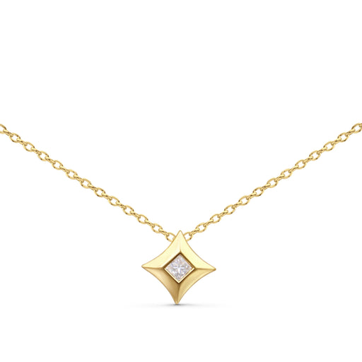 Bids.com 10K Yellow Gold 1/5 Cttw Bezel Set Princess Diamond Kite Shaped Solitaire Pendent Necklace Necklaces