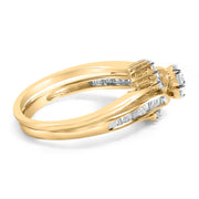 Bids.com 14K Yellow Gold Plated Sterling Silver 1/2 Cttw Diamond Cluster Spiral Bridal Set Rings