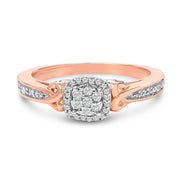 Bids.com 14K Rose Gold Plated Sterling Silver 1/6 Cttw Diamond Knot Cluster Ring Rings