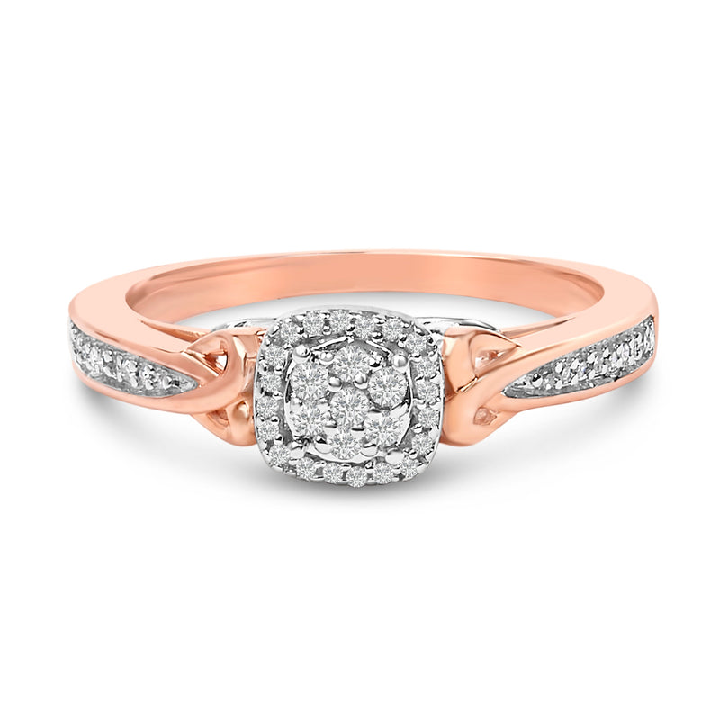 Bids.com 14K Rose Gold Plated Sterling Silver 1/6 Cttw Diamond Knot Cluster Ring Rings
