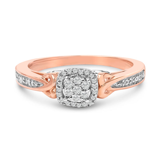 Bids.com 14K Rose Gold Plated Sterling Silver 1/6 Cttw Diamond Knot Cluster Ring Rings