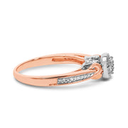 Bids.com 14K Rose Gold Plated Sterling Silver 1/6 Cttw Diamond Knot Cluster Ring Rings