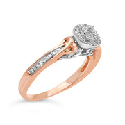 Bids.com 14K Rose Gold Plated Sterling Silver 1/6 Cttw Diamond Knot Cluster Ring Rings