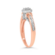 Bids.com 14K Rose Gold Plated Sterling Silver 1/6 Cttw Diamond Knot Cluster Ring Rings