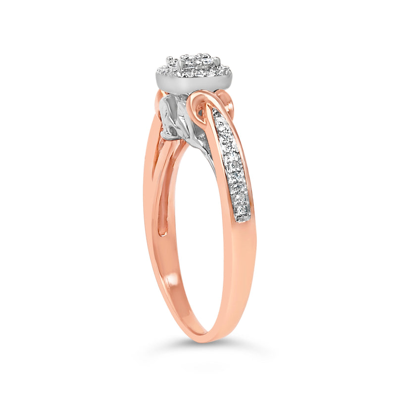 Bids.com 14K Rose Gold Plated Sterling Silver 1/6 Cttw Diamond Knot Cluster Ring Rings