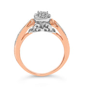Bids.com 14K Rose Gold Plated Sterling Silver 1/6 Cttw Diamond Knot Cluster Ring Rings