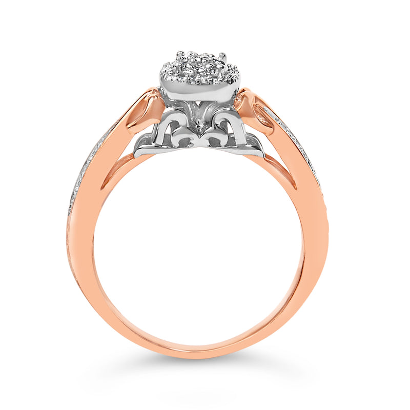 Bids.com 14K Rose Gold Plated Sterling Silver 1/6 Cttw Diamond Knot Cluster Ring Rings
