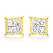 Bids.com 14K Yellow Gold 1 Cttw Princess Cut Diamond Square Stud Earrings Earrings