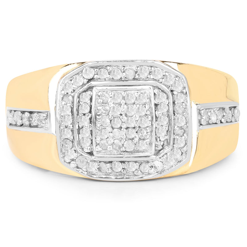 Bids.com 14K Yellow Gold Plated 0.29 Carat Genuine White Diamond .925 Sterling Silver Ring Rings