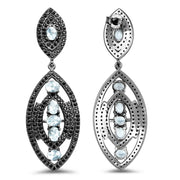 Bids.com 8.80 Carat Genuine Blue Topaz and Black Spinel .925 Sterling Silver Earrings Earrings