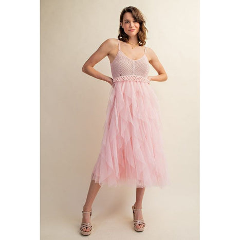 Lovely Tulle Midi Crochet Dress