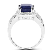 Bids.com 4.80 Carat Glass Filled Sapphire and White Topaz .925 Sterling Silver Ring Rings