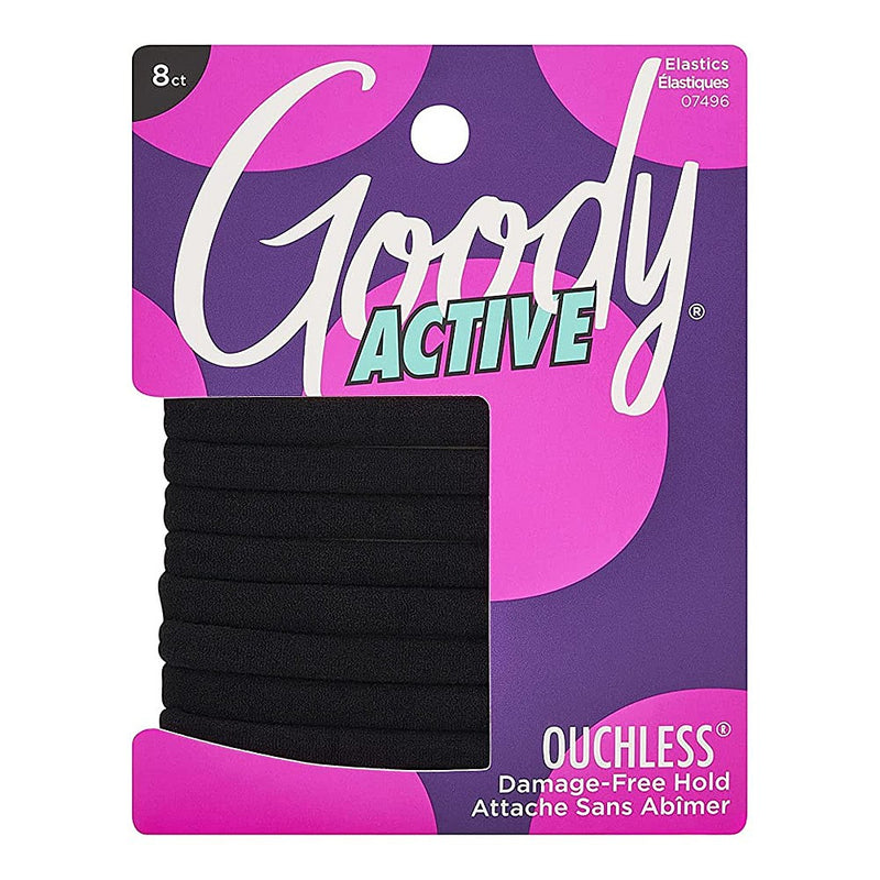 Goody Goody Ouchless Seamless Hair Ties, 8 Ct, Black, Gentle Hold Hair Care Black