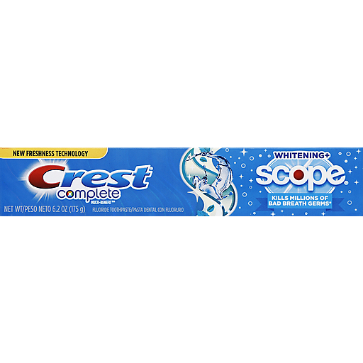 Crest Crest Complete Multi-Benefit Toothpaste, Fluoride, Whitening + Scope, Cool Peppermint Toothpaste Royal Blue
