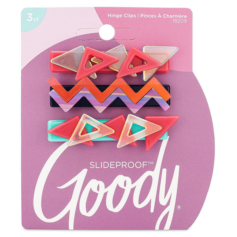 Goody Goody Slideproof Hair Snap Clips - 3 Count, Assorted Nostalgia - Just Snap Into Place - Hinge Clips Suitable For All Hair Types - Pain-Free Hair Accessories For Women And Girls - All Day Comfort Hair Claws & Clips