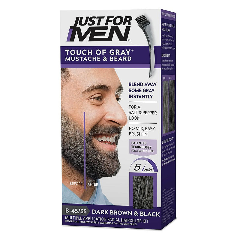 Just for Men Just for Men Touch Of Gray Hair Color, Mustache & Beard, Dark Brown & Black B 45/55 Hair Color